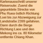 Kartenausschnitt unserer Reiseroute: Zuerst die